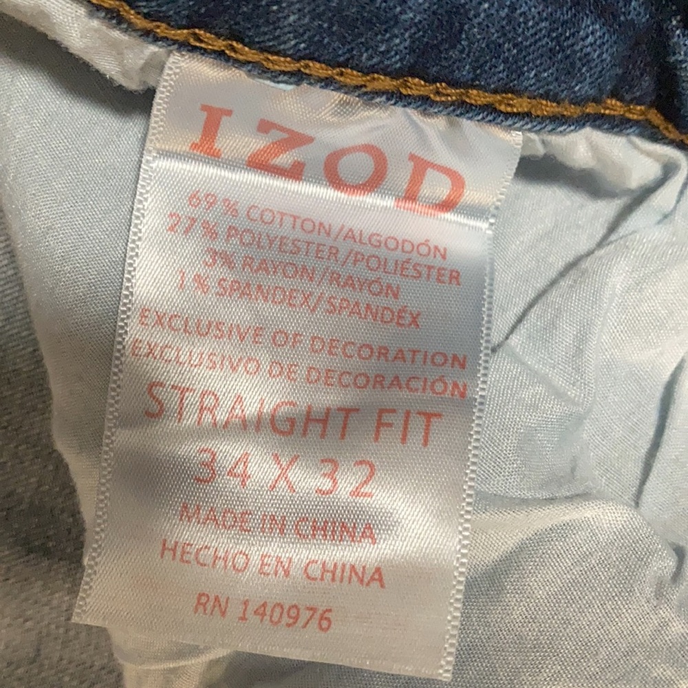 IZOD jeans men’s 34x32 comfort stretch dark denim blue, EUC like new condition - Picture 4 of 6